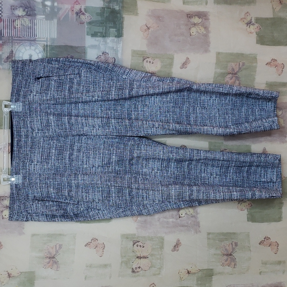 Lane Bryant "The Allie" blue white stretch slim pants